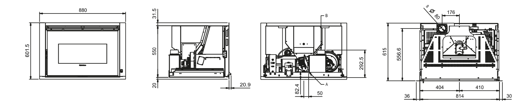 Insert à granules ventilé - EXTRAFLAME Comfort P85 12 kW