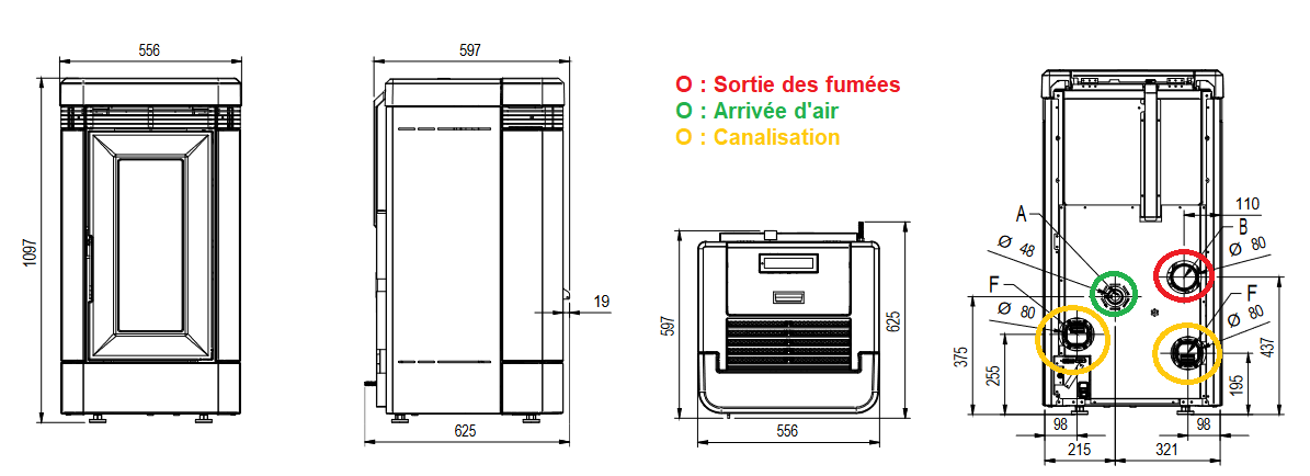 Poêle à granules céramique canalisable - EXTRAFLAME Lucia Plus.16 12 kW