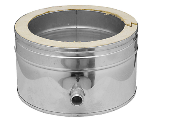 Tampon avec purge latérale paroi isolé Ø100mm - DW 316L/304