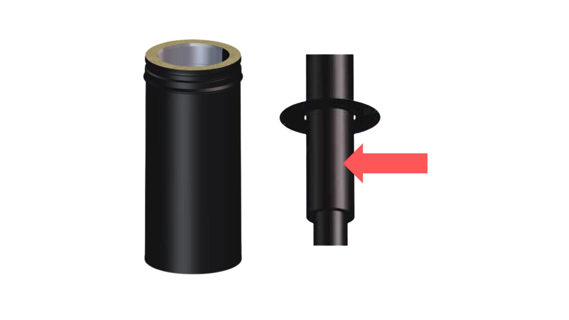 Raccord long DEKO BOIS à DINAK DW Ø150mm - DW BLACK