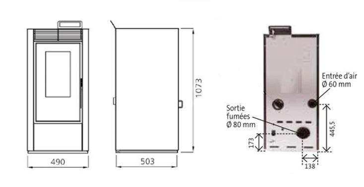 PACK : Poêle à granules étanche + Kit ventouse - INTERSTOVES Marina 11 kW