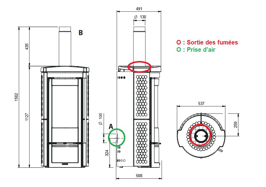 Poêle à bois en céramique raccordable - LA NORDICA Liu.16 Maiolica 7.5 kW