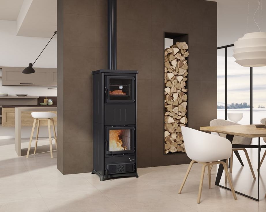 Poêle à bois avec four raccordable - LA NORDICA Nova Forno Steel.16 11.8 kW