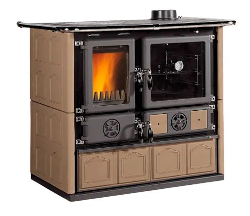 Cuisinière à bois raccordable - LA NORDICA Rosa.16 Maiolica Taupe 8.8 kW