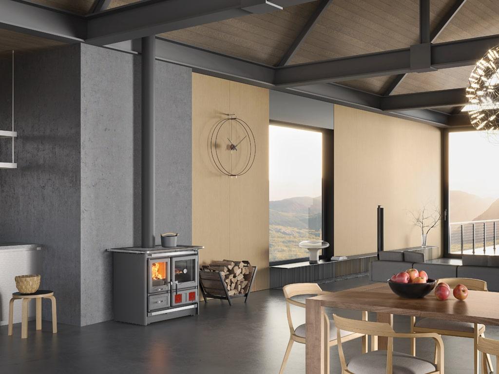 Cuisinière à bois raccordable - LA NORDICA Rosa L.16 Steel 9.5 kW