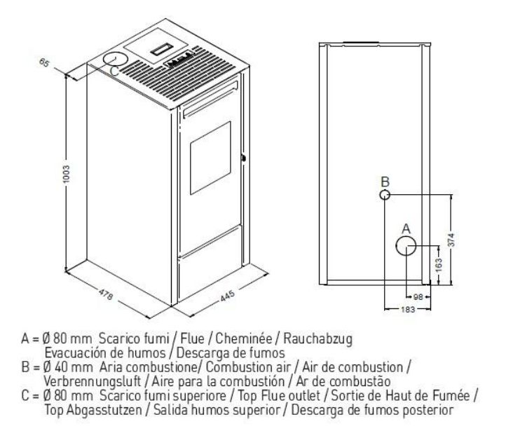 Poêle à granulés - PUNTO FUOCO Cinzia 9.9 kW