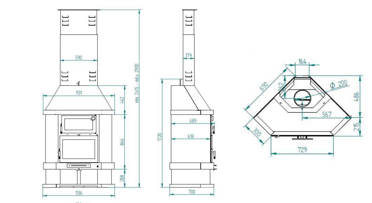 Cheminée d'angle avec four - FIREMATIC New York 10.4 kW