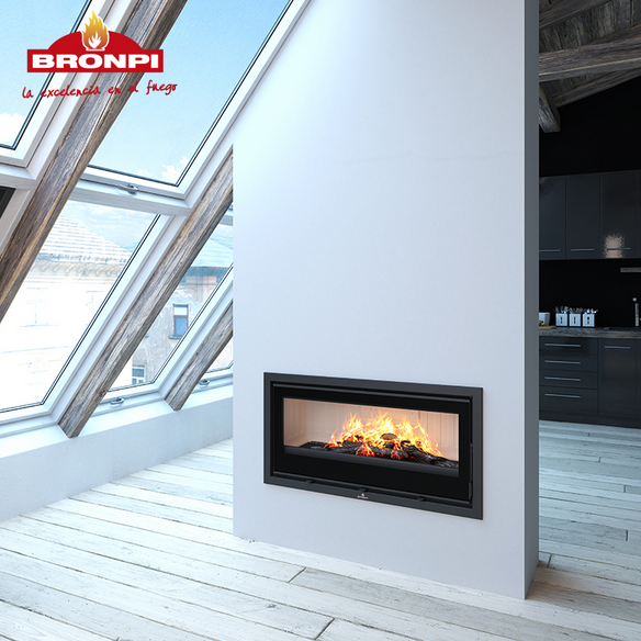Insert à bois canalisable raccordable - BRONPI Cairo 110 15 kW