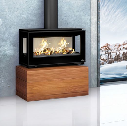 Poêle à bois moderne avec range bûches - BRONPI Cairo 1103C Box 13 kW