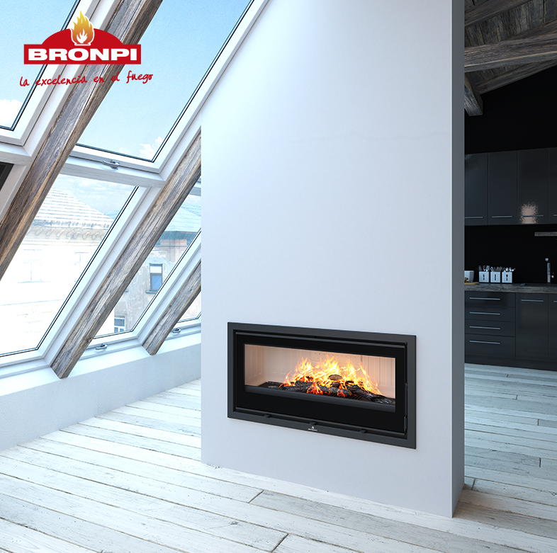 Insert à bois canalisable raccordable - BRONPI Cairo 90 13 kW
