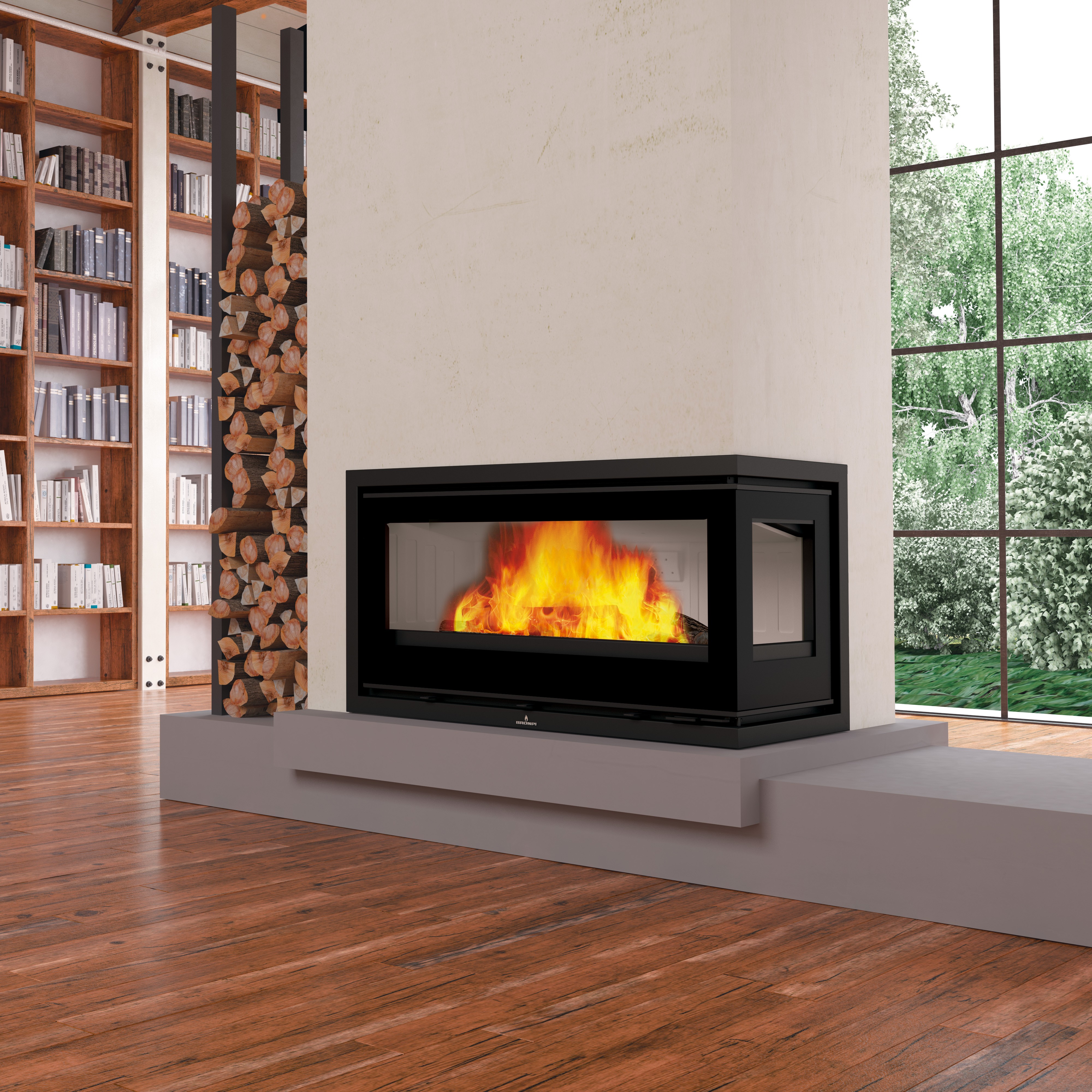 Insert à bois 2 vitres canalisable raccordable - BRONPI Cairo 90 ED 13 kW