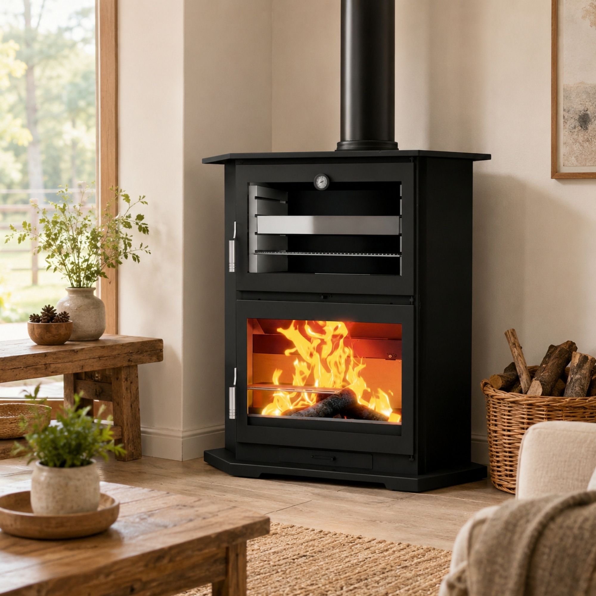 Poêle à bois d'angle avec four - FIREMATIC Tucson 10.9 kW