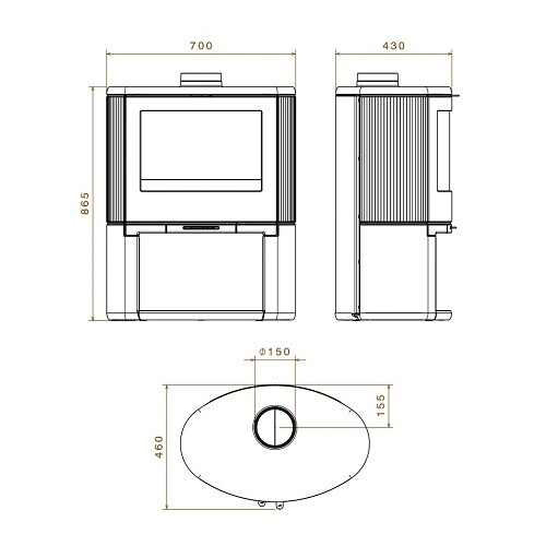 Poêle à bois Dovre Bow/WB 9 kW