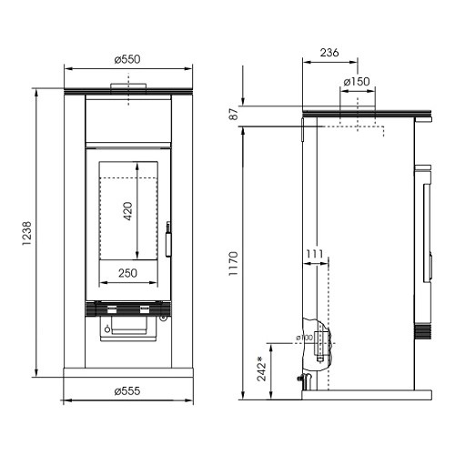 Poêle à bois Wodtke Momo water+ 8 kW Hydro