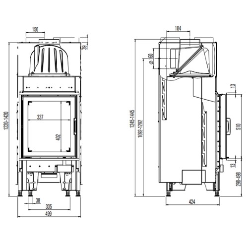 Insert bois Austroflamm 45K 2.0 | 7 kW porte pivotante