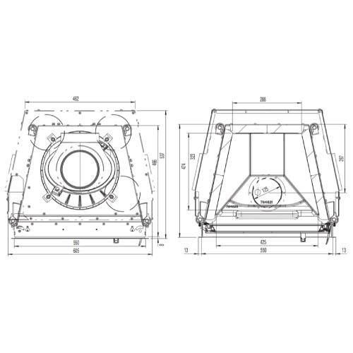 Insert bois Austroflamm 55K 2.0 | 7 kW, porte pivotante