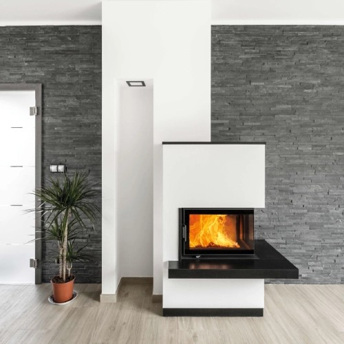 Insert bois Austroflamm Cheminée d'angle 63x40x42K 2.0 | 8 kW porte tournante