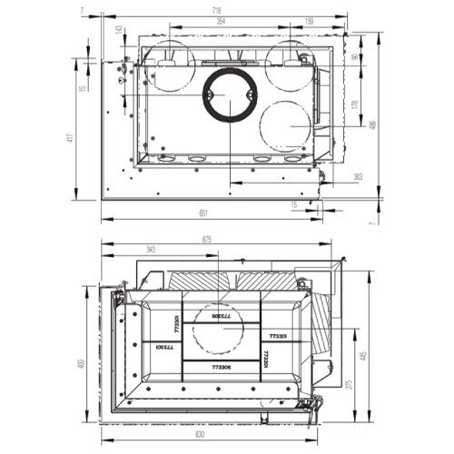 Insert bois Austroflamm Cheminée d'angle 63x40x42K 2.0 | 8 kW porte tournante