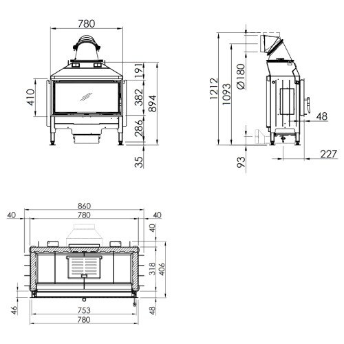 Insert bois Spartherm Varia AS 7 kW indépendant de l’air ambiant porte pivotante