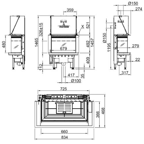 Insert bois Spartherm Lean 3RL-70h 7,5 kW indépendant de l’air ambiant