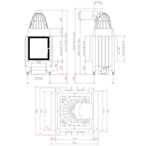 Insert bois SCHMID Lina TV 45 s/s 7 kW porte pivotante/porte pivotante traversée - tunnel