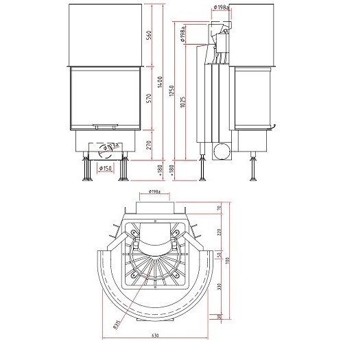 Insert bois SCHMID Ronda 6057 h porte coulissante 180° 9 kW