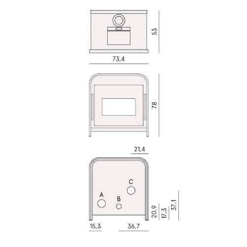 Poêle à granulés Cadel Frame 9 Up-Twin 9,3 kW