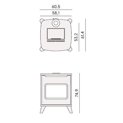 Poêle à granulés Cadel Hublot 6 Up-Twin 6 kW