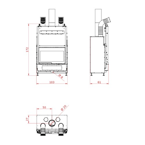 Insert bois Palazzetti Ecomonoblocco WTX 90F N19 19,1 kW