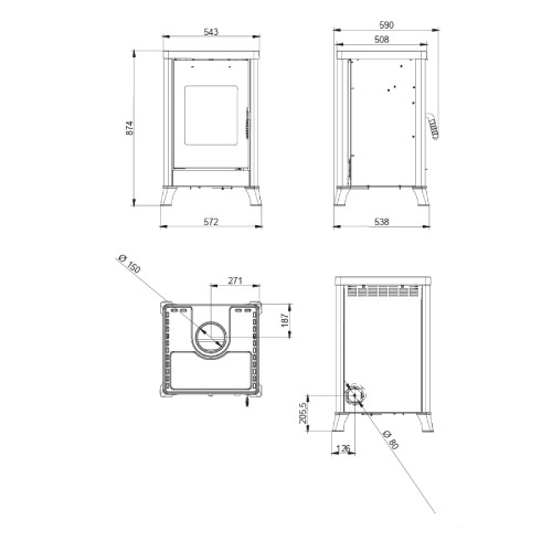 Poêle à bois Palazzetti Dorotea 10,4 kW