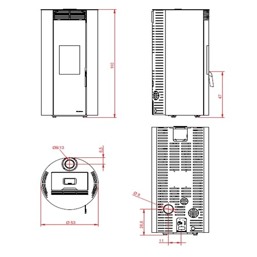 Poêle à granulés Palazzetti Ecofire Emily TC US 9 kW