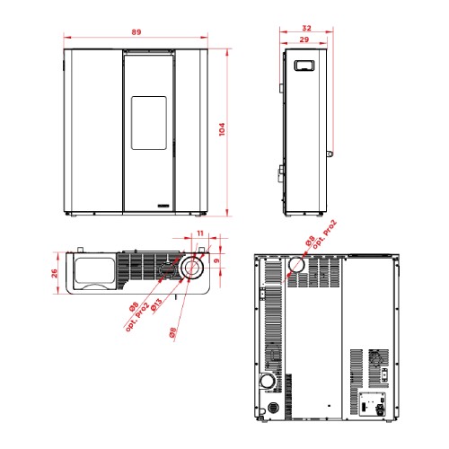 Poêle à granulés Palazzetti Ecofire Scarlet Lux TC US 9 kW
