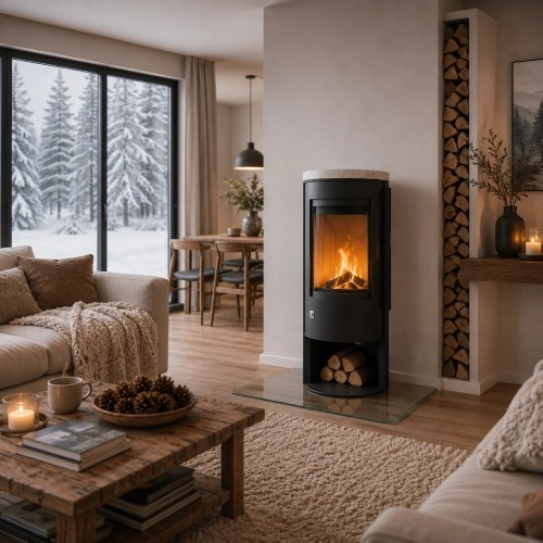 Poêle à bois Drooff Aprica 2 Trend avec plaque supérieure 6 kW