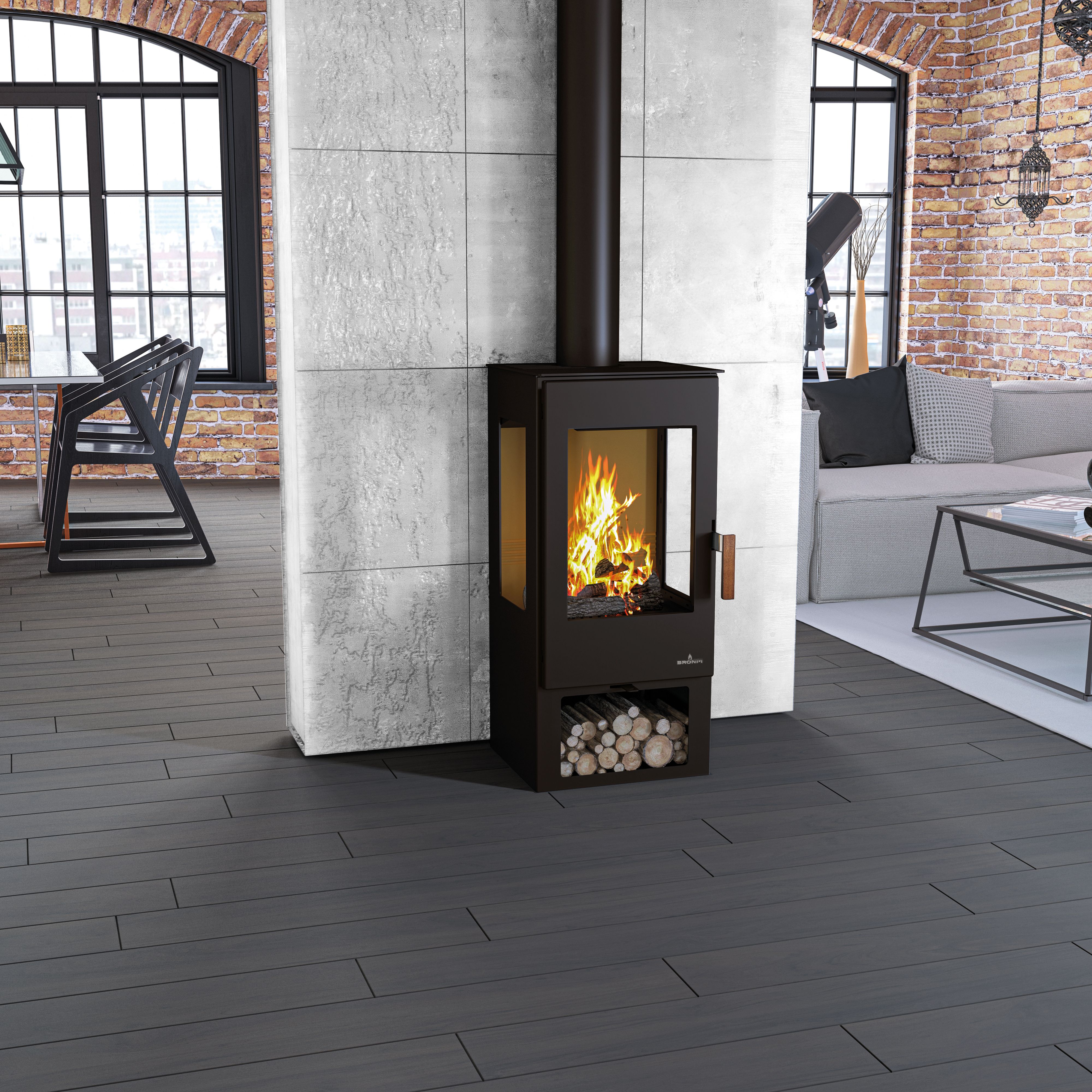 Poêle à bois 3 vitres raccordable - BRONPI Estrella 7 kW
