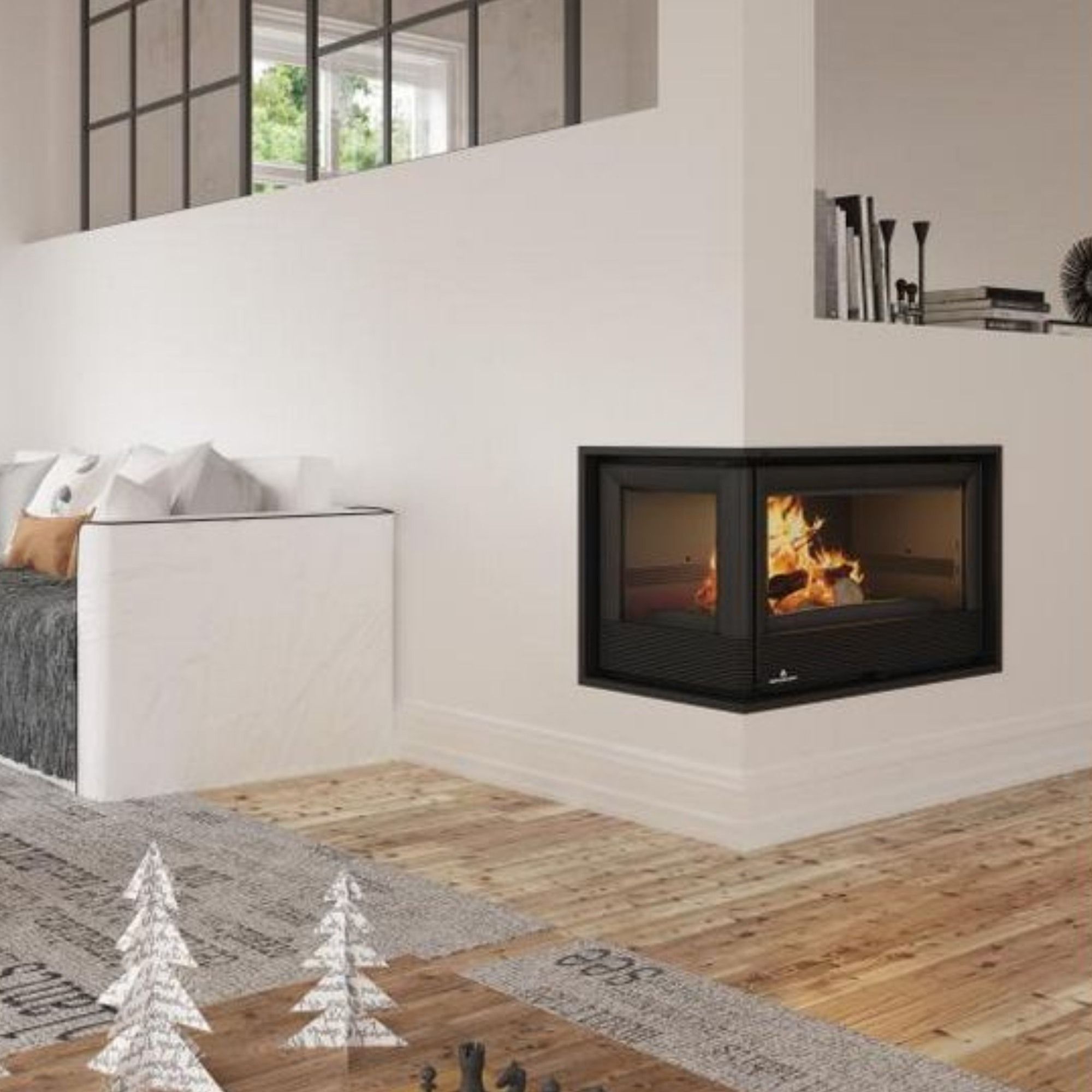 Insert à bois 2 vitres ventilé canalisable - BRONPI Paris 70 EI 11 kW