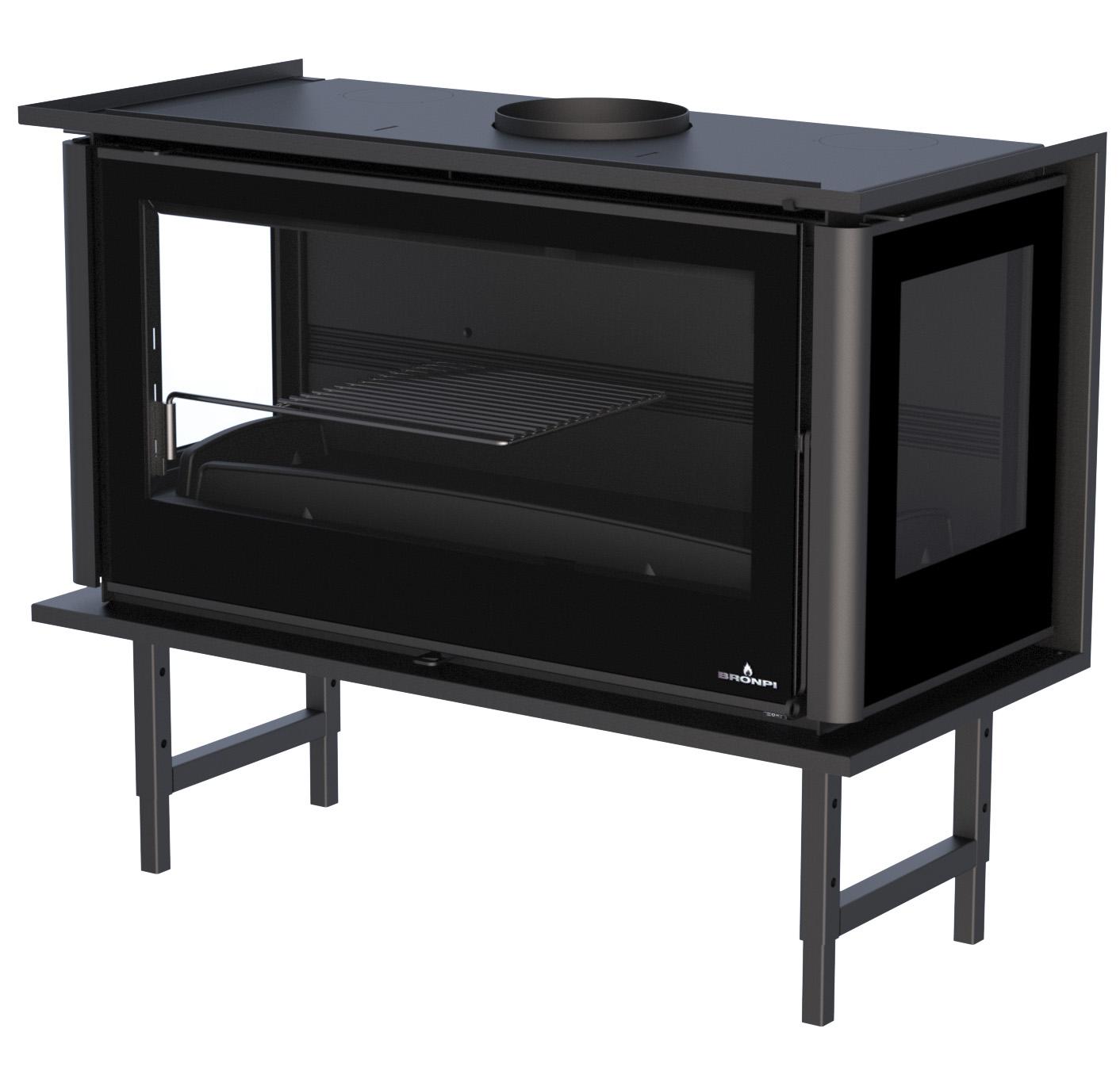 Insert à bois 3 vitres ventilé canalisable - BRONPI Paris 90 3C 13 kW