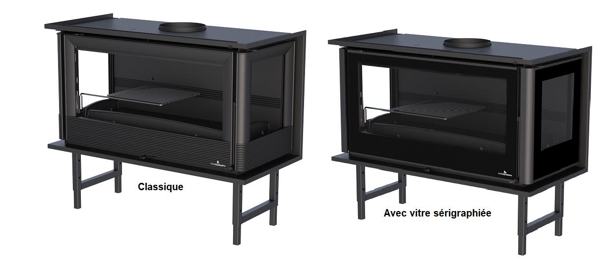 Insert à bois 3 vitres ventilé canalisable - BRONPI Paris 90 3C 13 kW