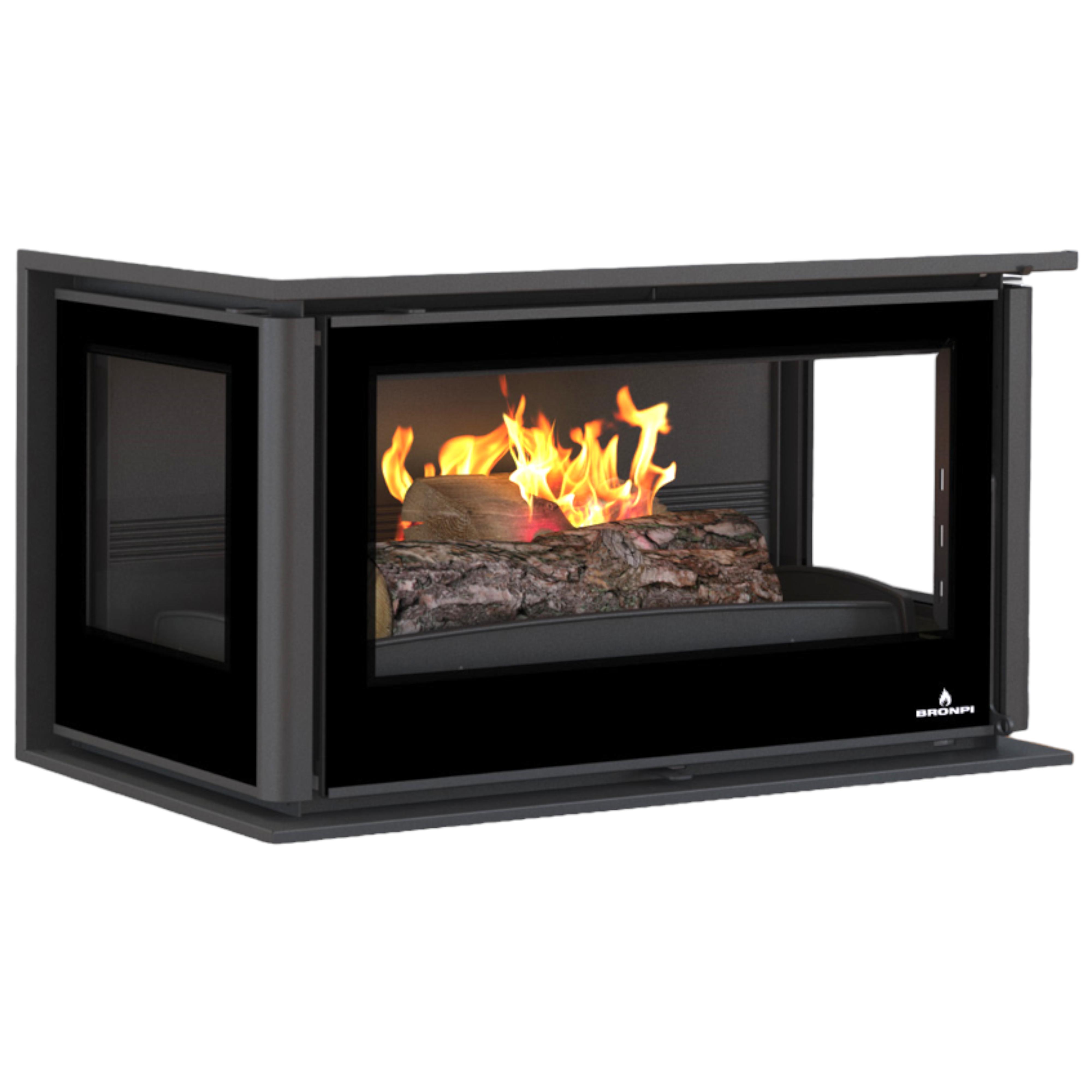 Insert à bois 3 vitres ventilé canalisable - BRONPI Paris 90 3C 13 kW