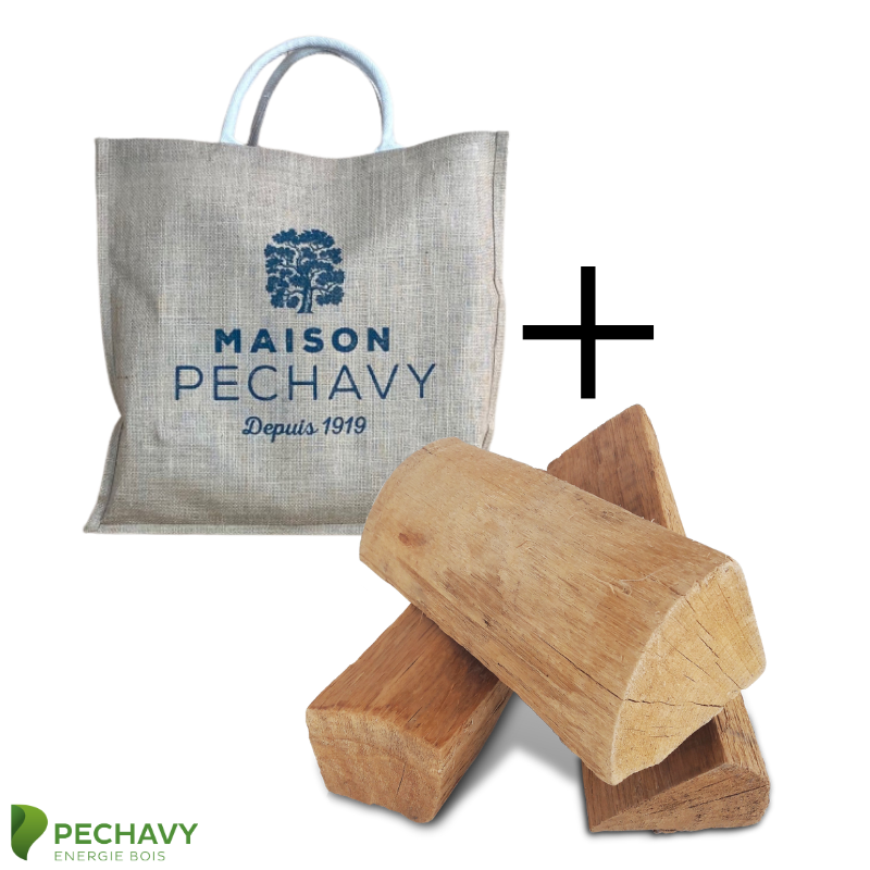 Lot : bois bûches en 30 cm et son sac