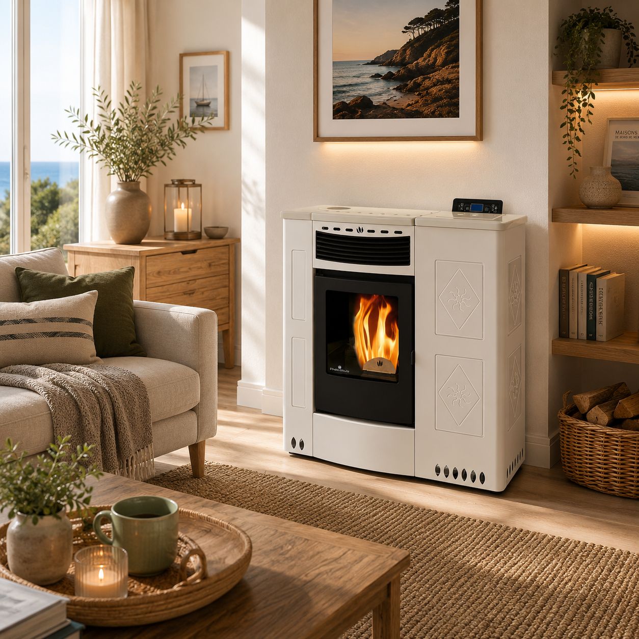 Poêle à granules extra-plat céramique - ORIGINE PHEBO Iris 11.5 kW