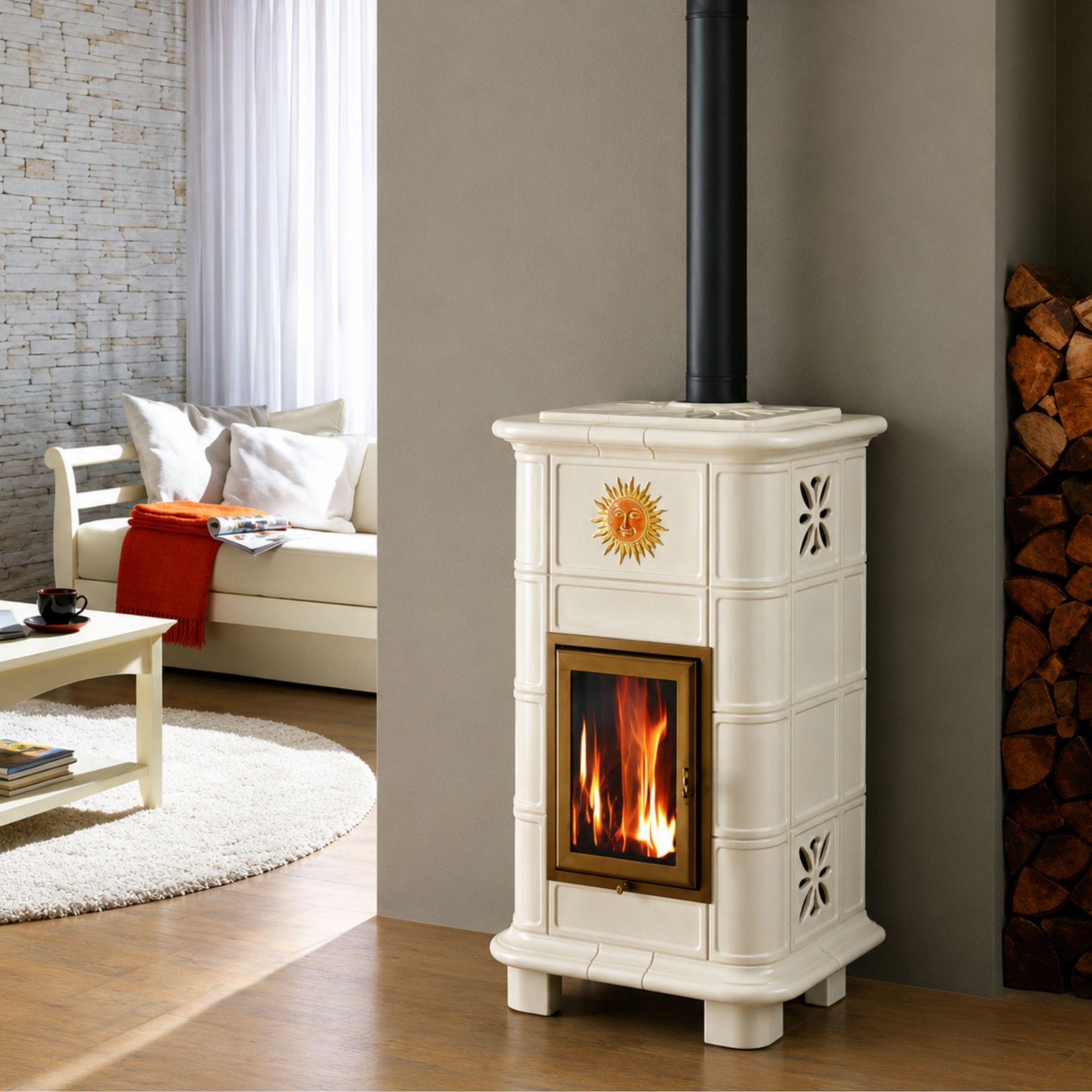 Poêle à bois céramique - ORIGINE PHEBO Vesta Décor 10.7 kW