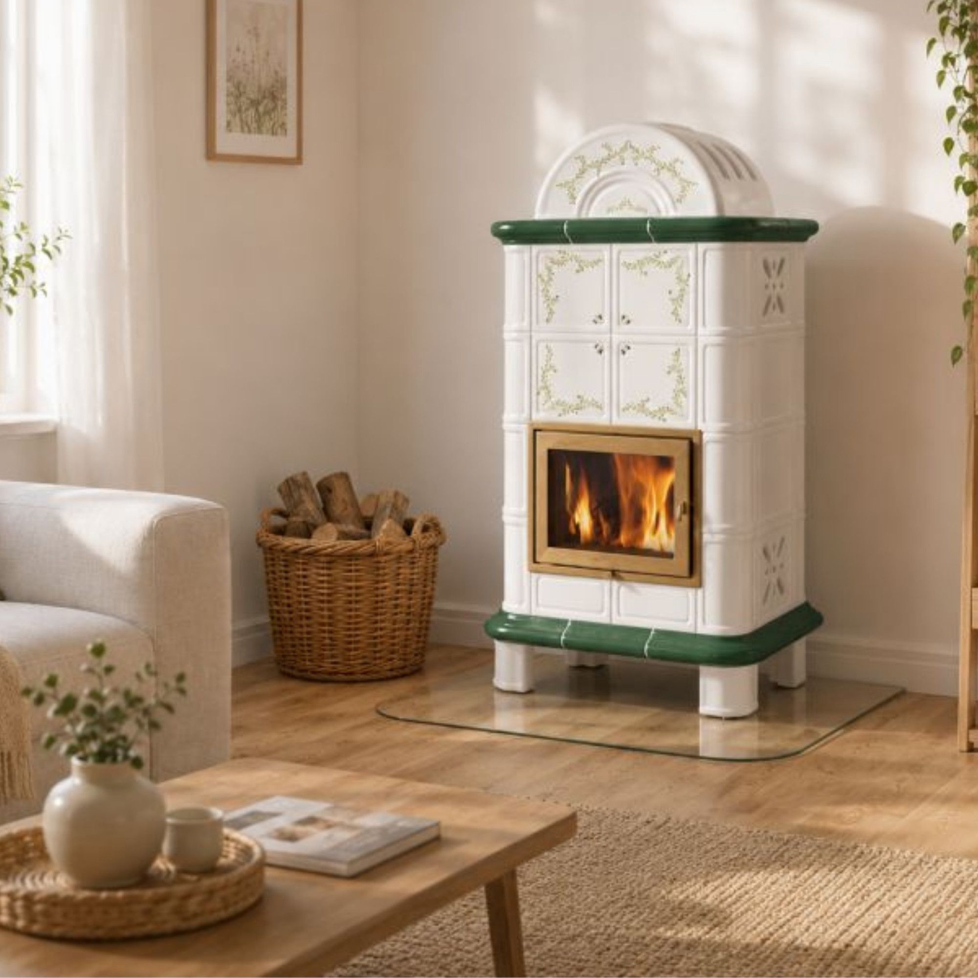Poêle à bois en céramique - ORIGINE PHEBO Diana-Dôme Décor 11.8 kW