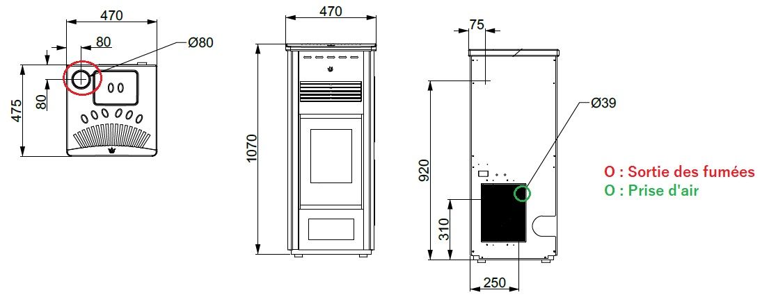 Poêle à granules en céramique - ORIGINE PHEBO Febe Bicolore 5S-XL 7.5 kW