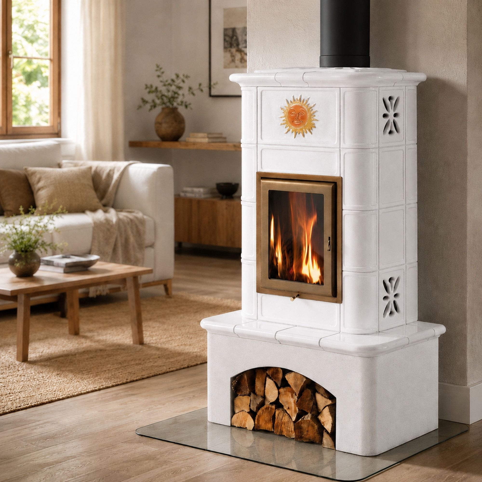 Poêle à bois céramique - ORIGINE PHEBO Selene Décor 10.7 kW