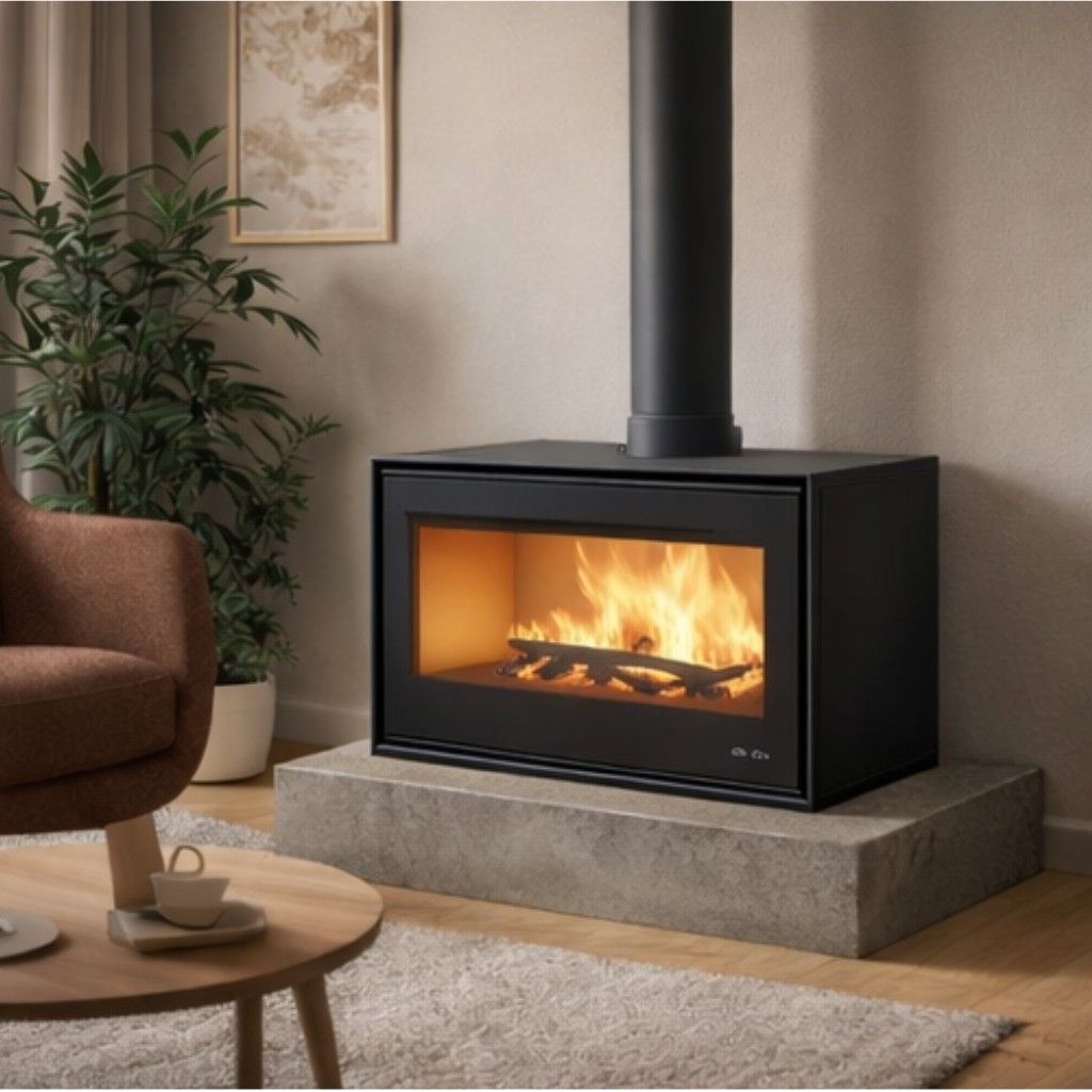 Poêle à bois ventilé avec bûcher - BRONPI Bimba 70 12 kW
