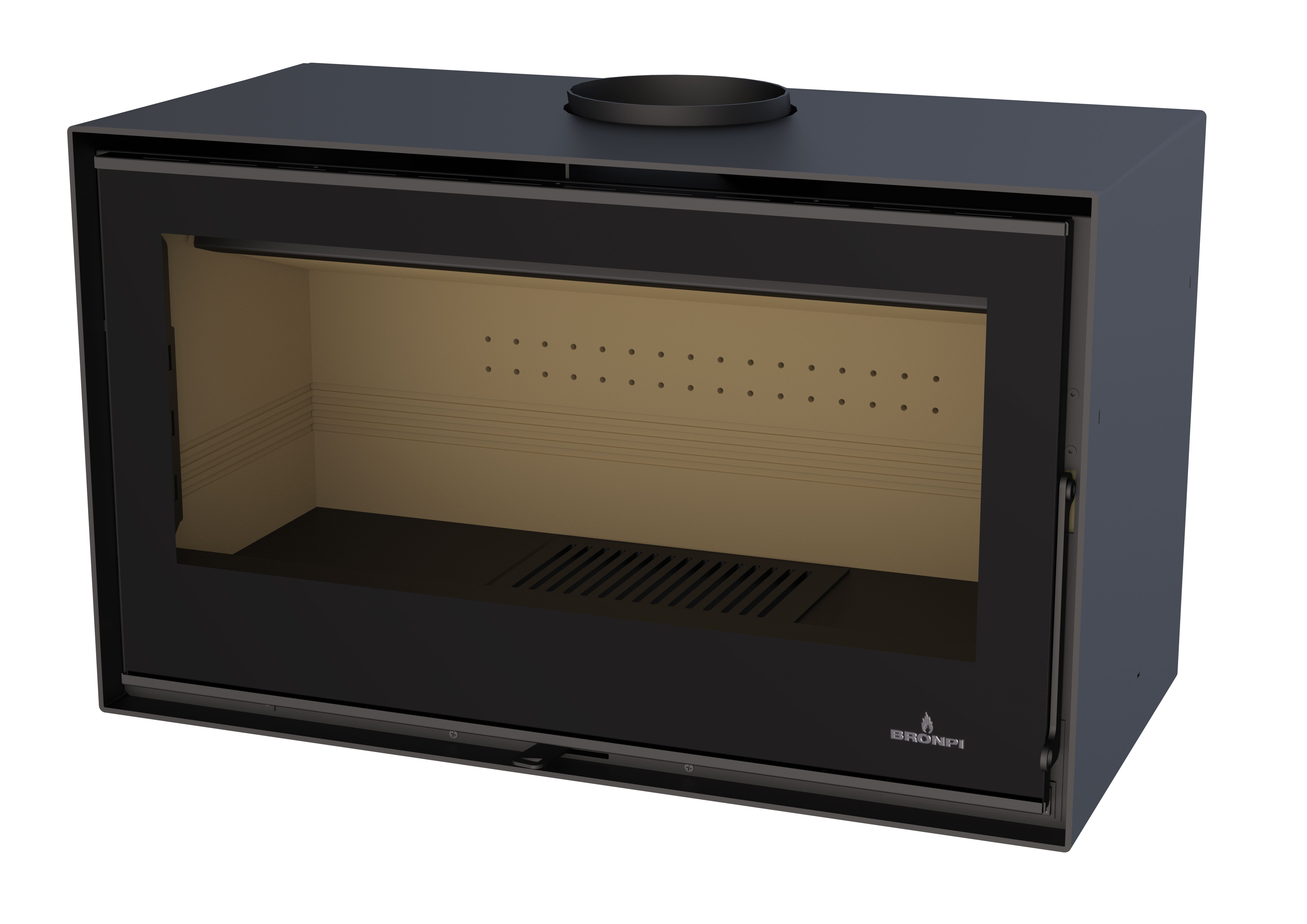 Poêle à bois ventilé avec bûcher - BRONPI Bimba 70 12 kW
