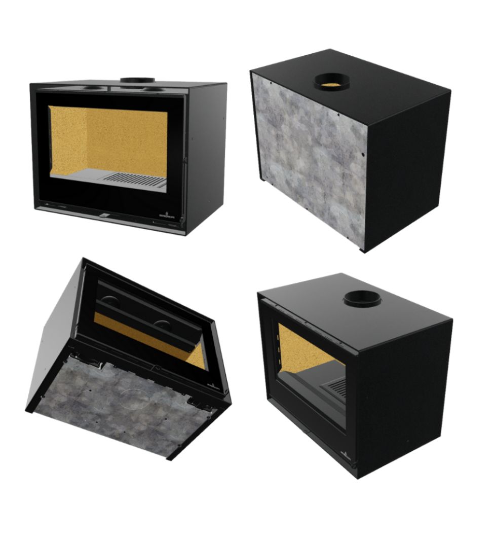 Poêle à bois ventilé avec bûcher - BRONPI Bimba 70 12 kW