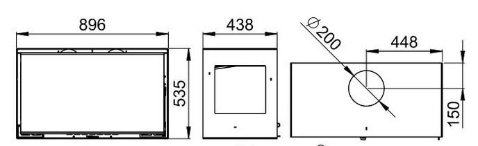 Poêle à bois 3 vitres ventilé avec range-bûches - BRONPI Bimba 90 3C 13 kW