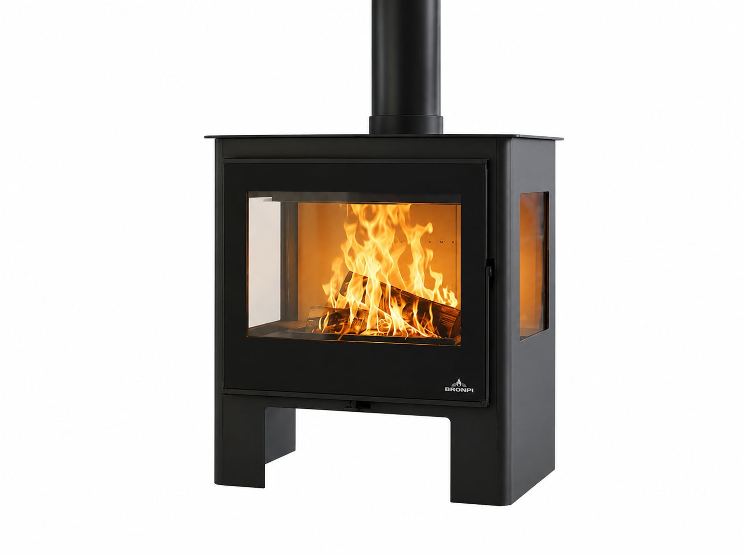 Poêle à bois 3 vitres raccordable - BRONPI Loreto 10 kW