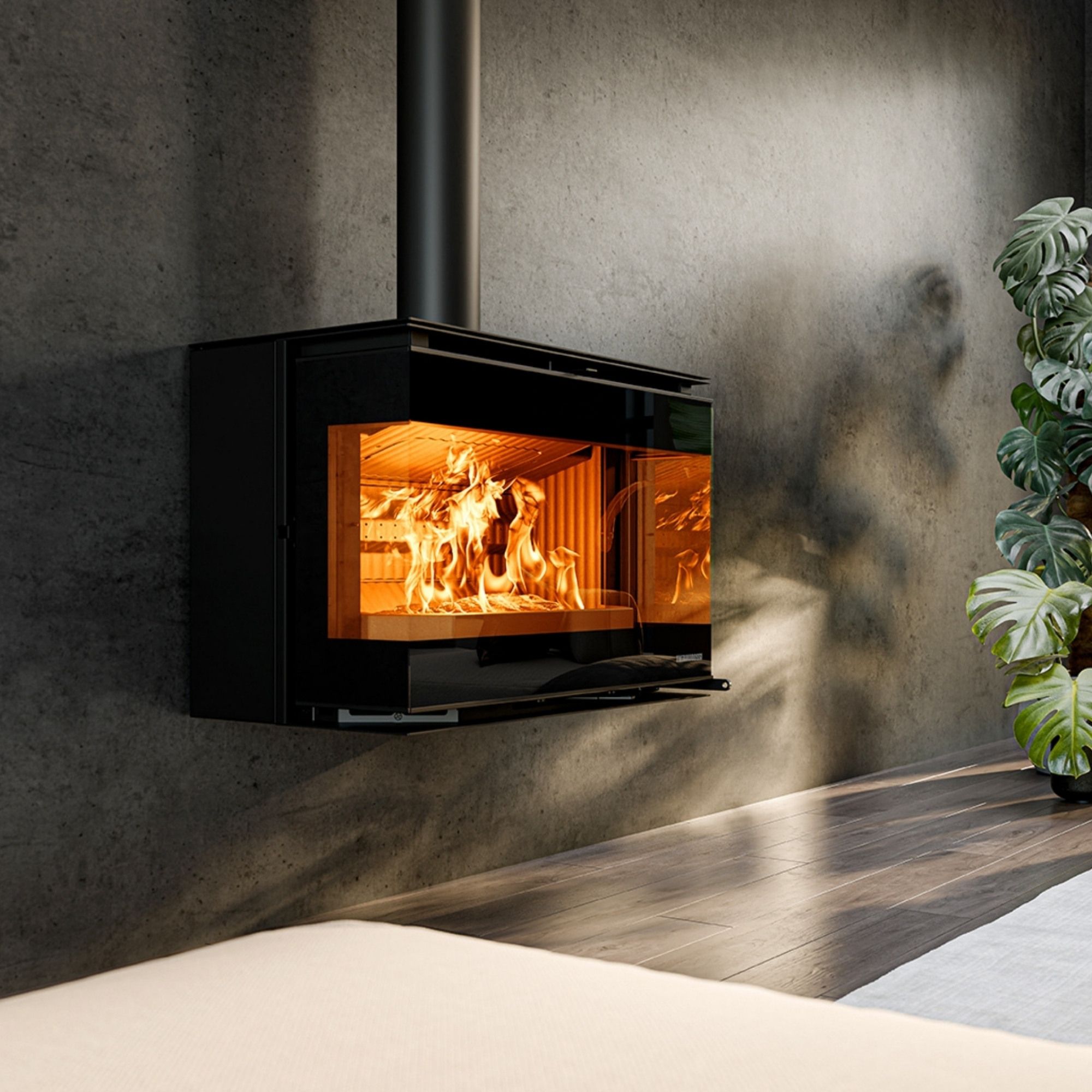 Insert à bois d'angle - THERMOROSSI Panorama Angolare DX 10.6 kW